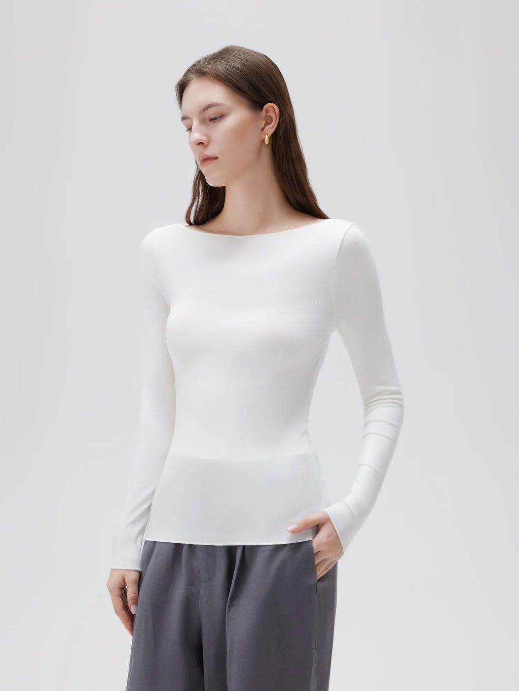 Cloud Cashmere Boat Neck Shirt - Long Sleeve
