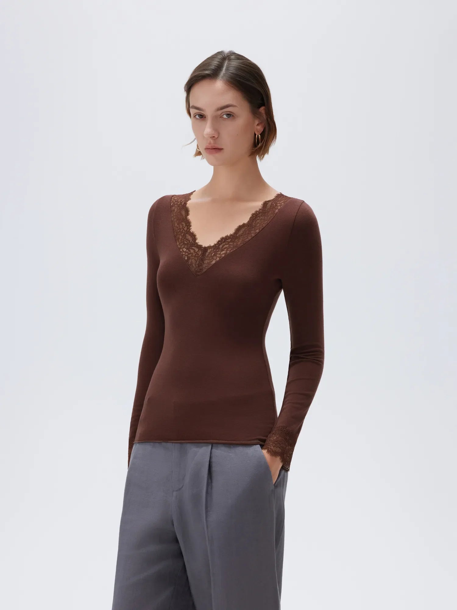 Cloud Cashmere Lace Shirt - Long Sleeve