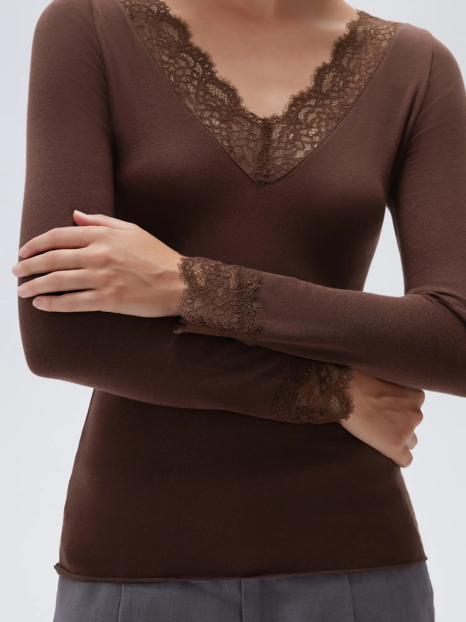 Cloud Cashmere Lace Shirt - Long Sleeve