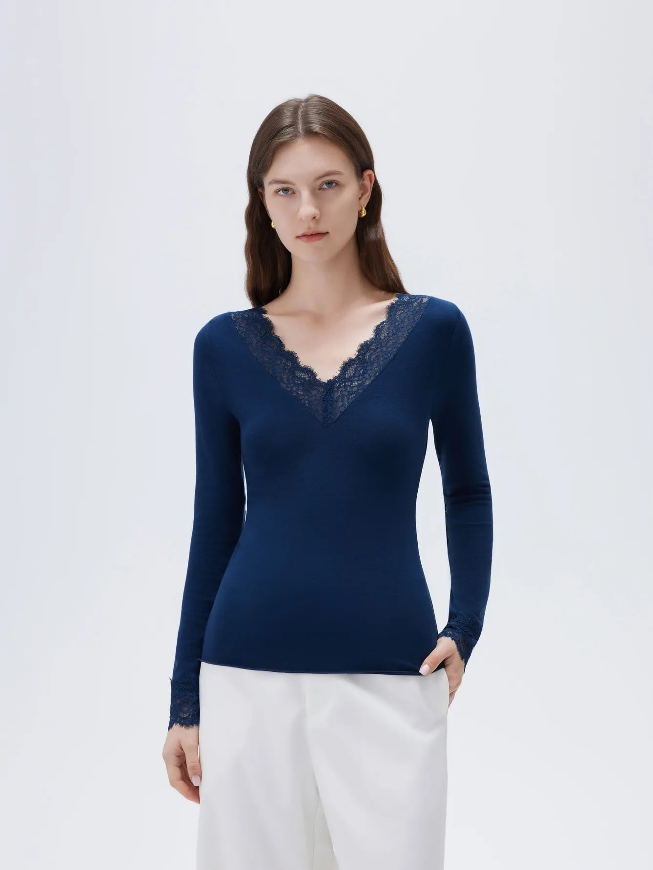 Cloud Cashmere Lace Shirt - Long Sleeve