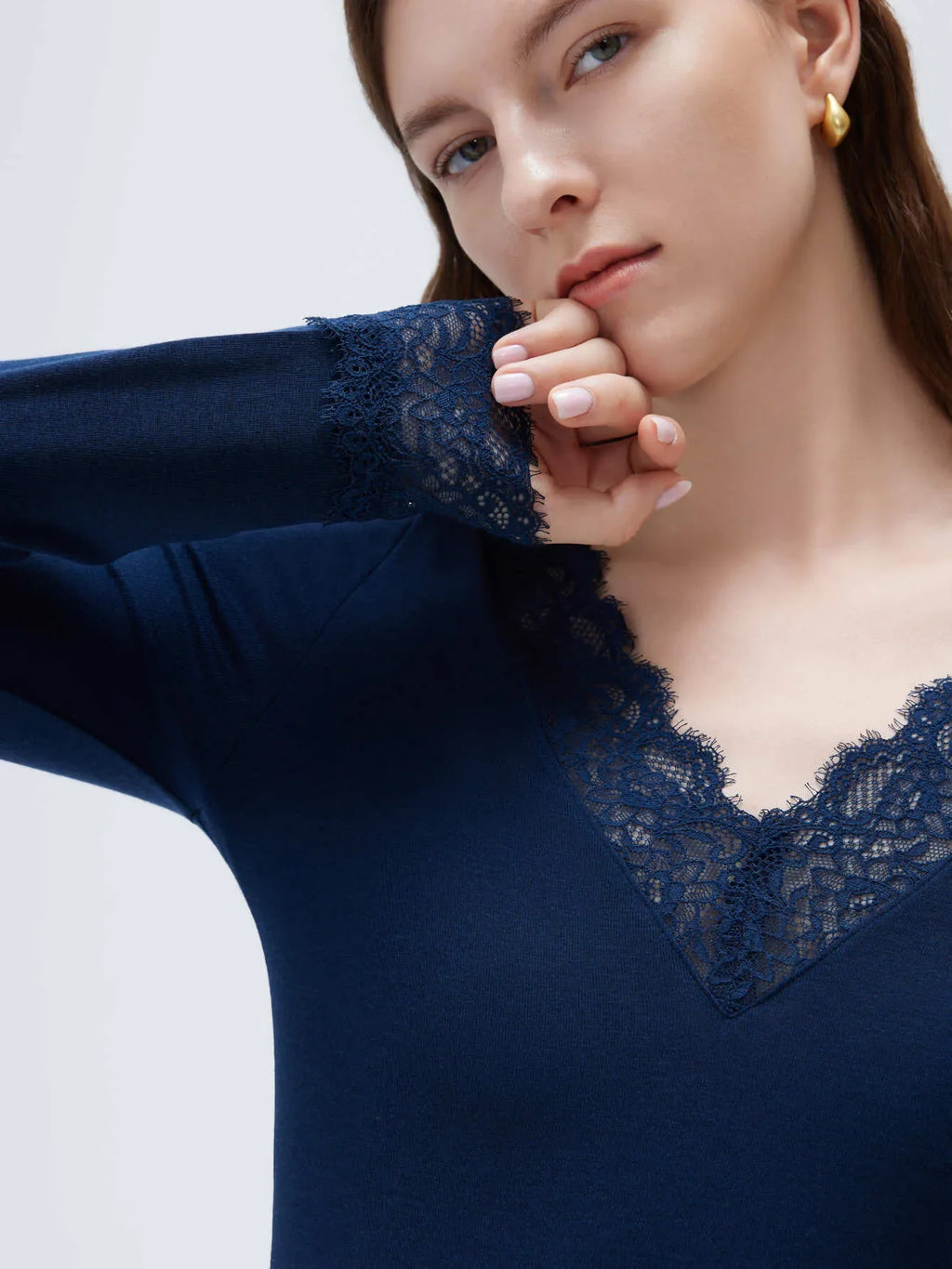 Cloud Cashmere Lace Shirt - Long Sleeve
