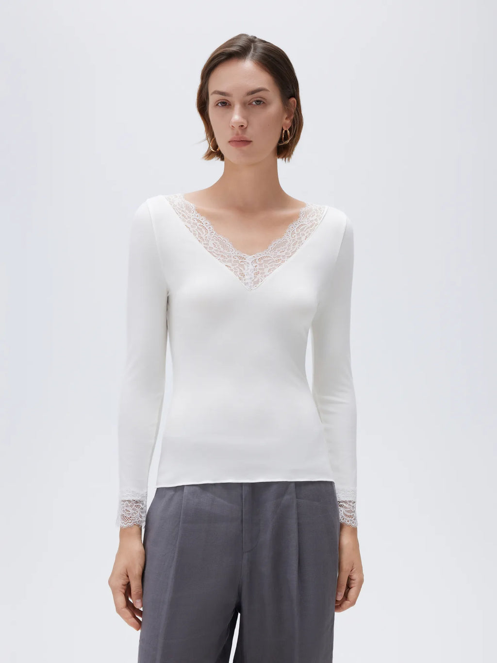 Cloud Cashmere Lace Shirt - Long Sleeve