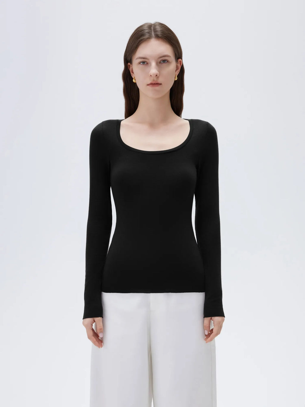 Cloud Cashmere Scoop Neck Shirt - Long Sleeve