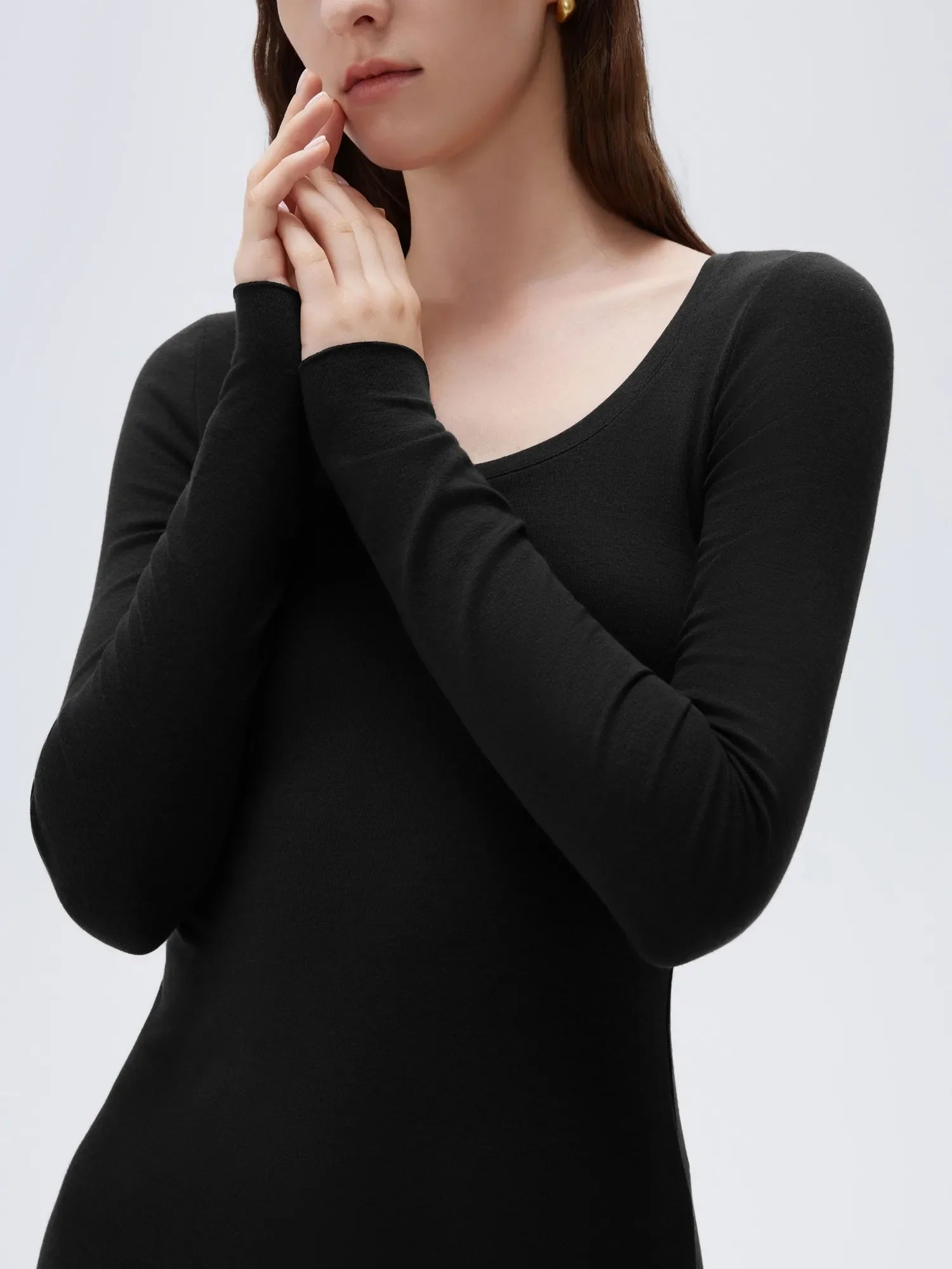 Cloud Cashmere Scoop Neck Shirt - Long Sleeve