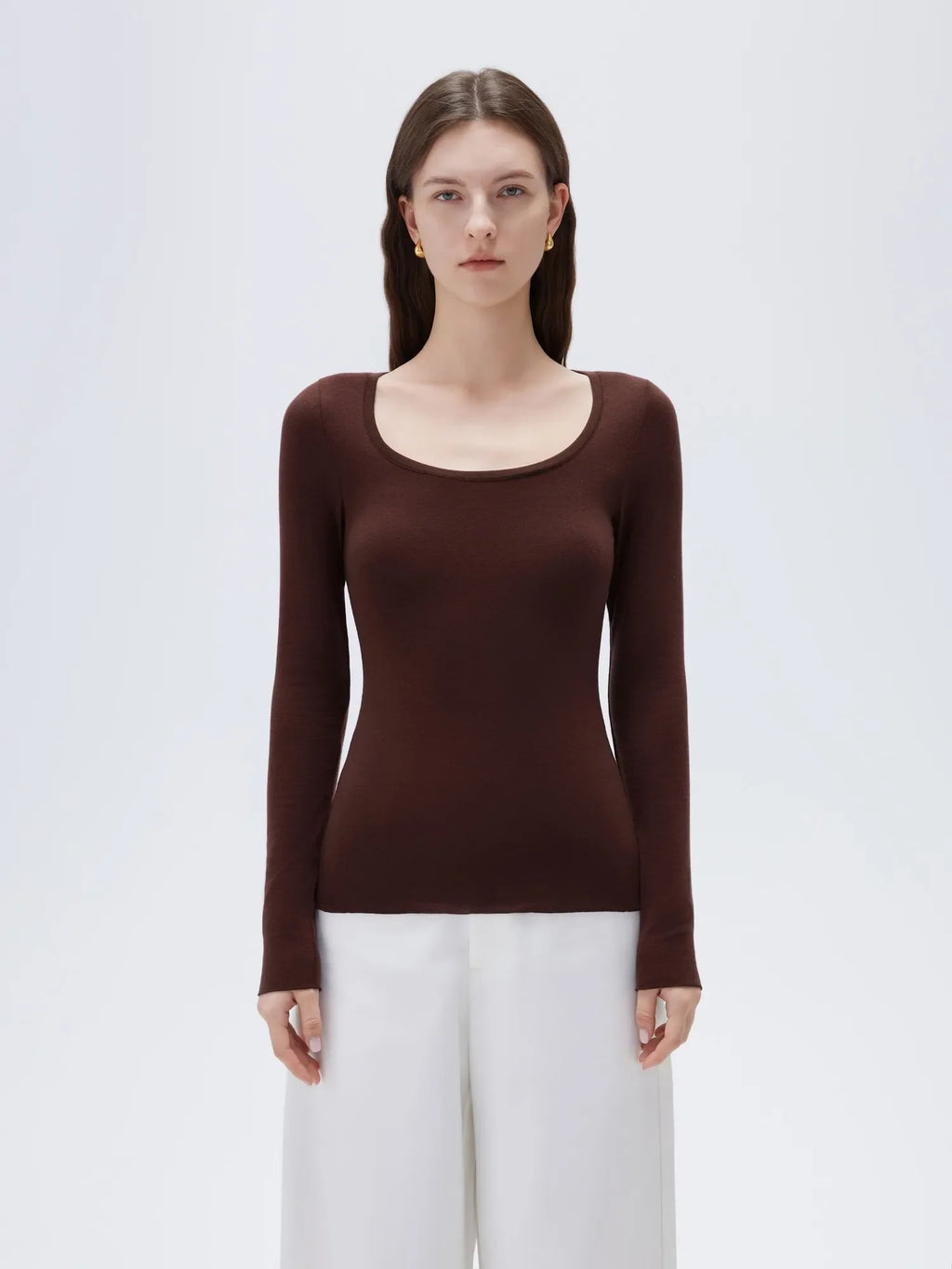 Cloud Cashmere Scoop Neck Shirt - Long Sleeve