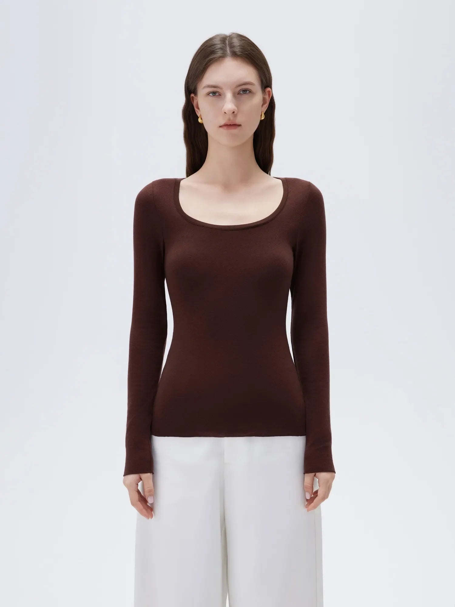 Cloud Cashmere Scoop Neck Shirt - Long Sleeve