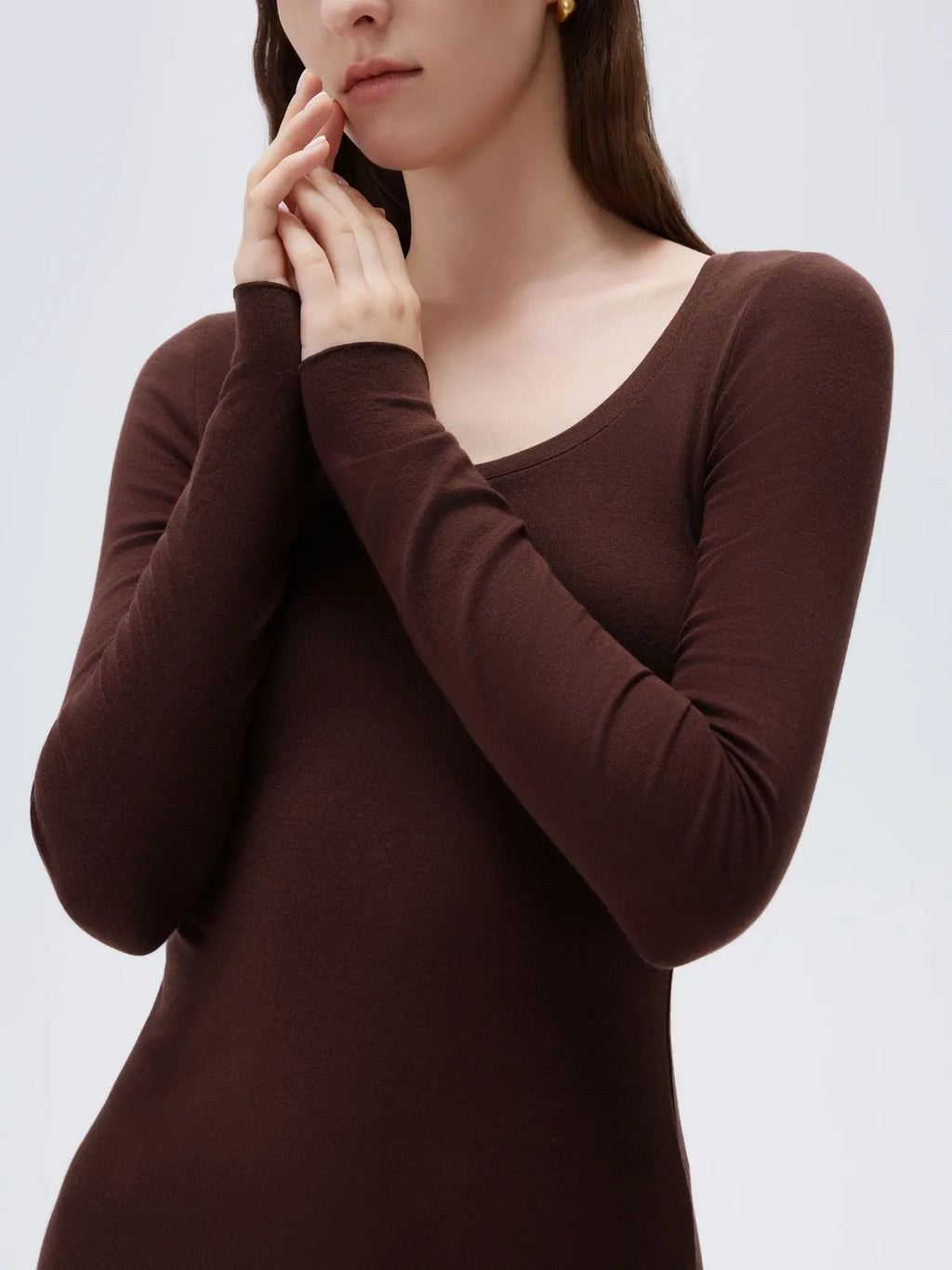 Cloud Cashmere Scoop Neck Shirt - Long Sleeve