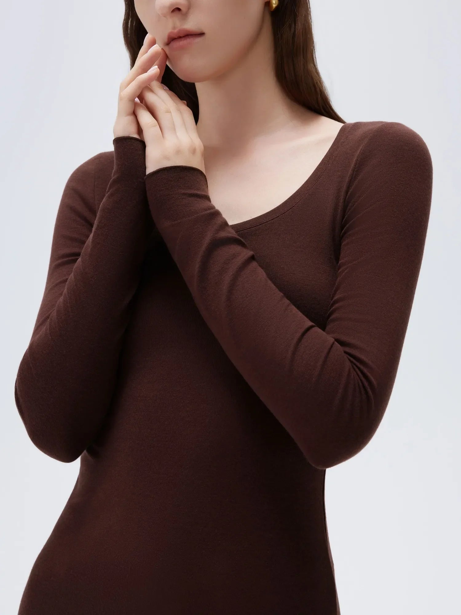 Cloud Cashmere Scoop Neck Shirt - Long Sleeve