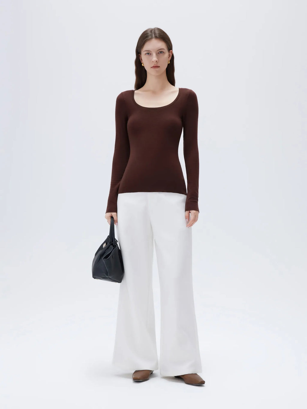 Cloud Cashmere Scoop Neck Shirt - Long Sleeve