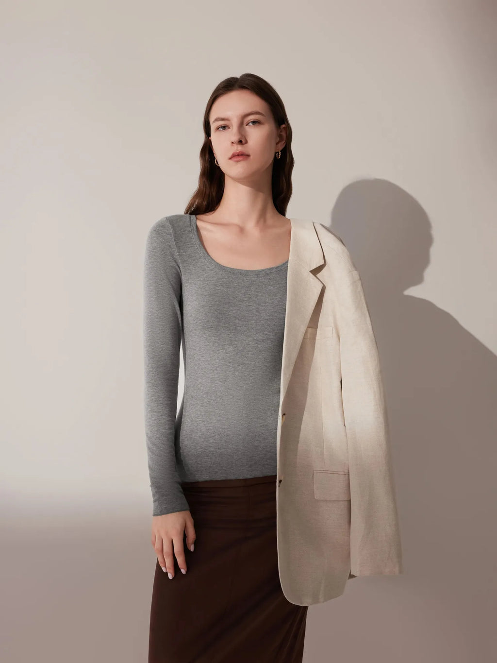 Cloud Cashmere Scoop Neck Shirt - Long Sleeve