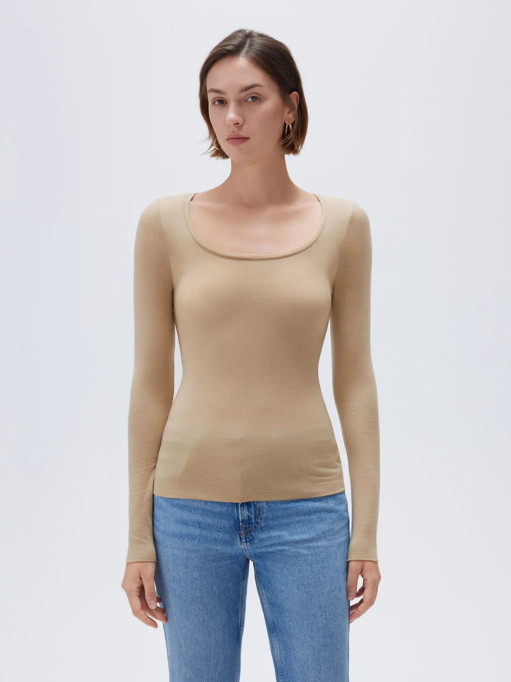 Cloud Cashmere Scoop Neck Shirt - Long Sleeve