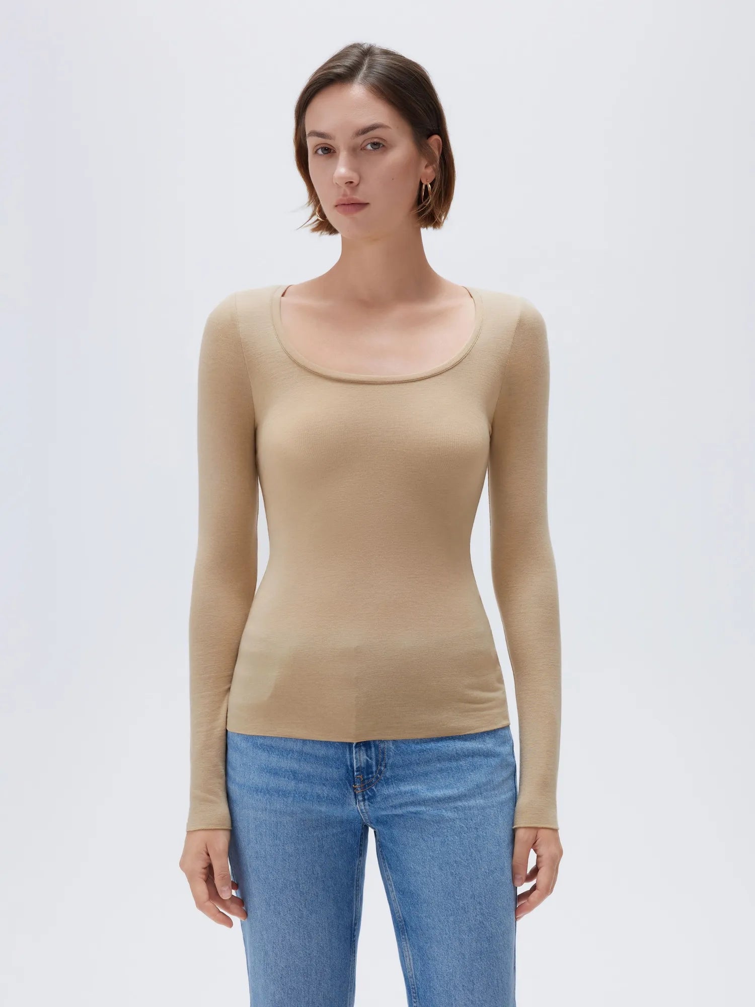 Cloud Cashmere Scoop Neck Shirt - Long Sleeve