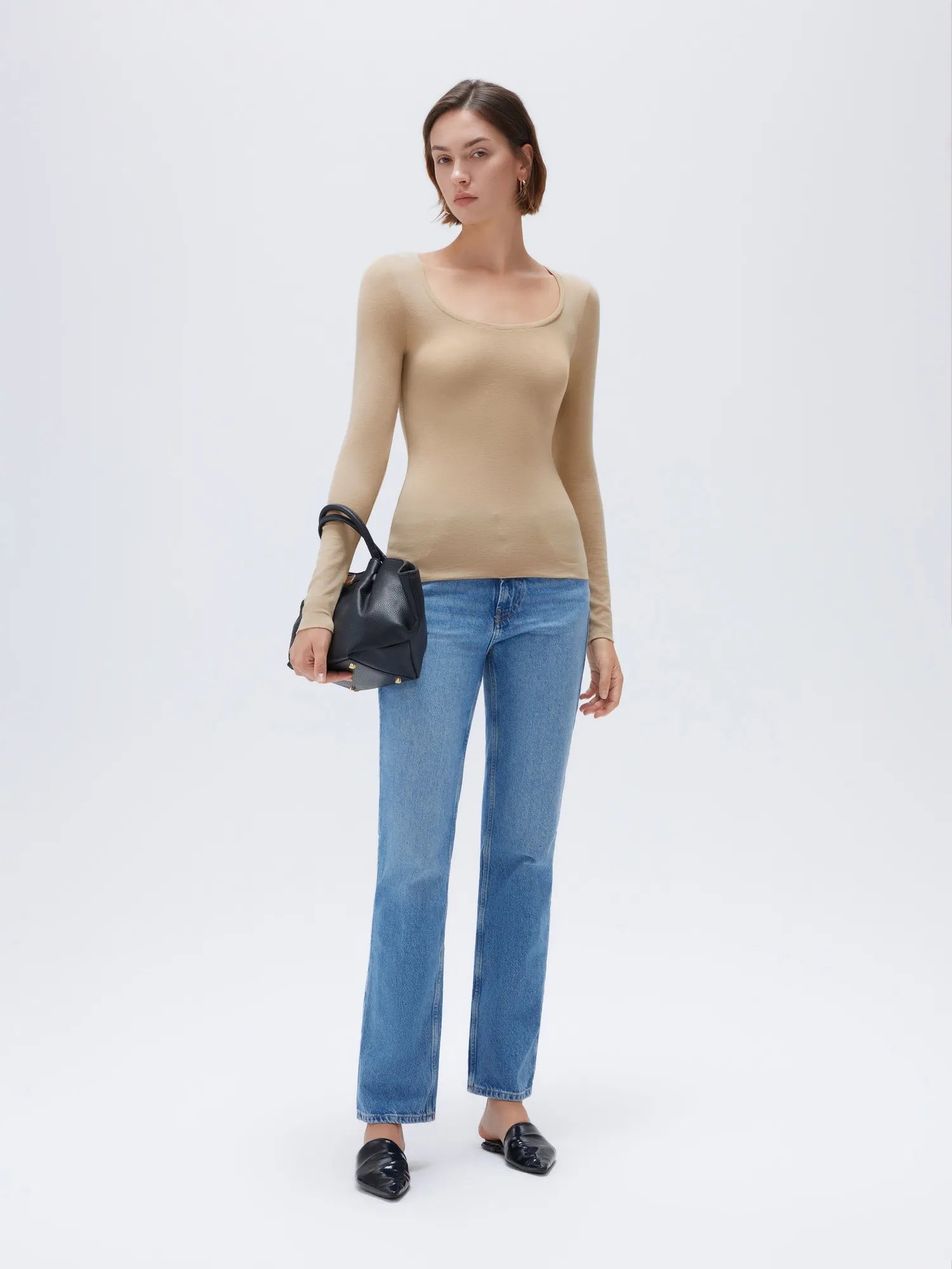 Cloud Cashmere Scoop Neck Shirt - Long Sleeve