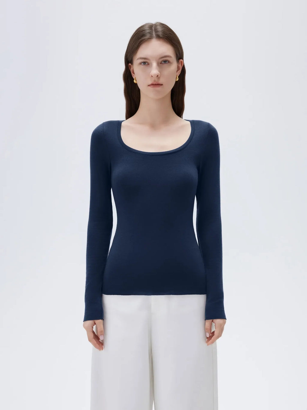 Cloud Cashmere Scoop Neck Shirt - Long Sleeve