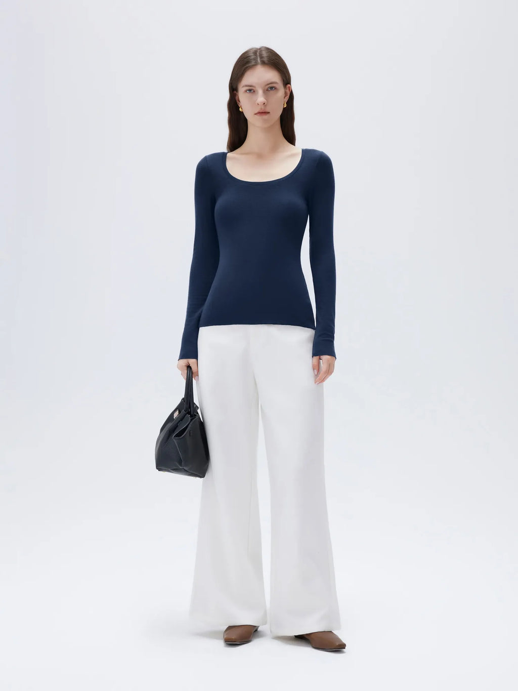 Cloud Cashmere Scoop Neck Shirt - Long Sleeve