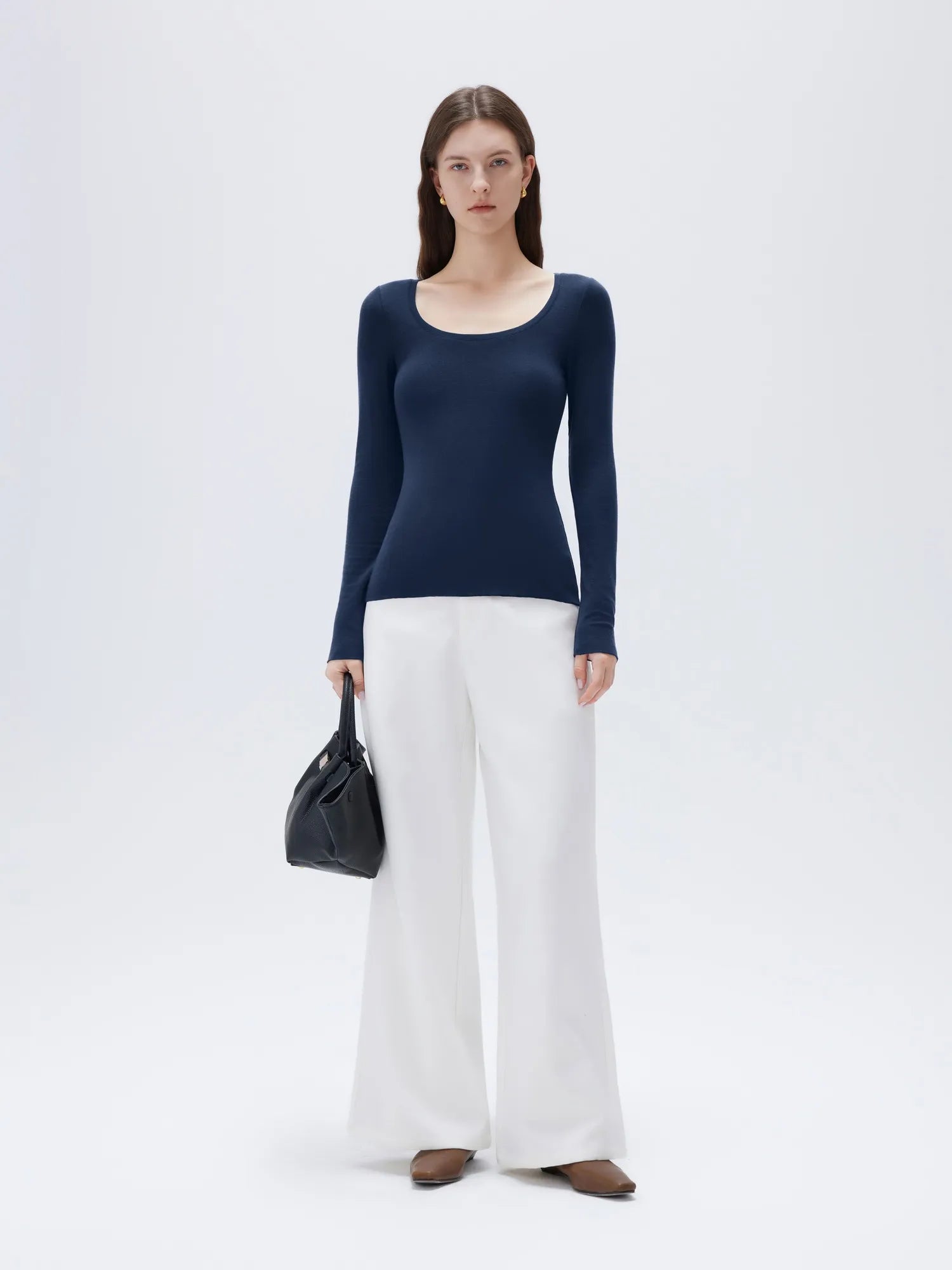 Cloud Cashmere Scoop Neck Shirt - Long Sleeve