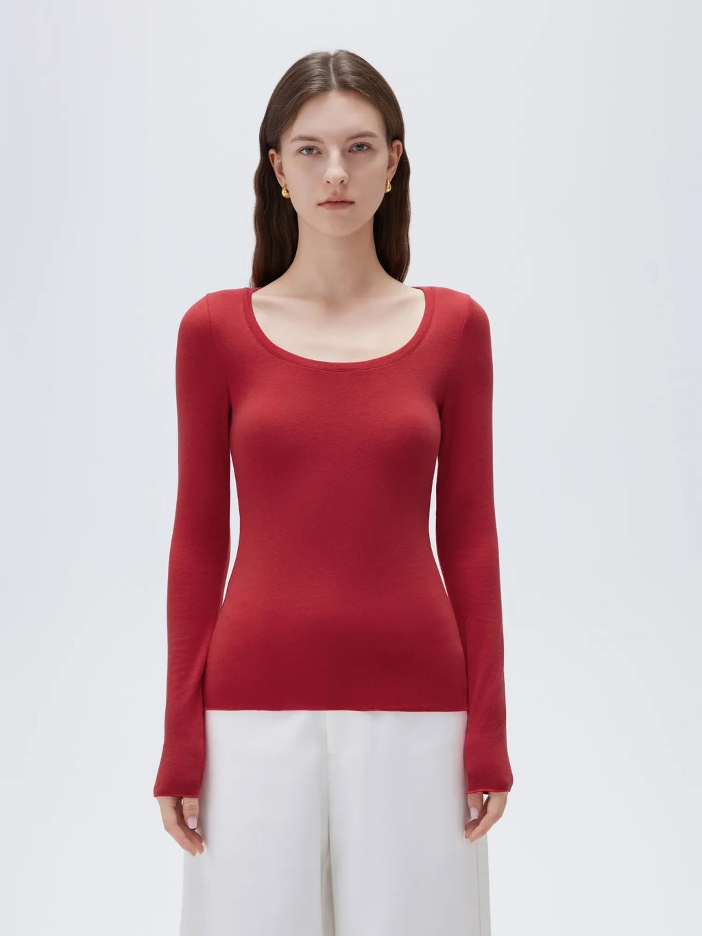 Cloud Cashmere Scoop Neck Shirt - Long Sleeve