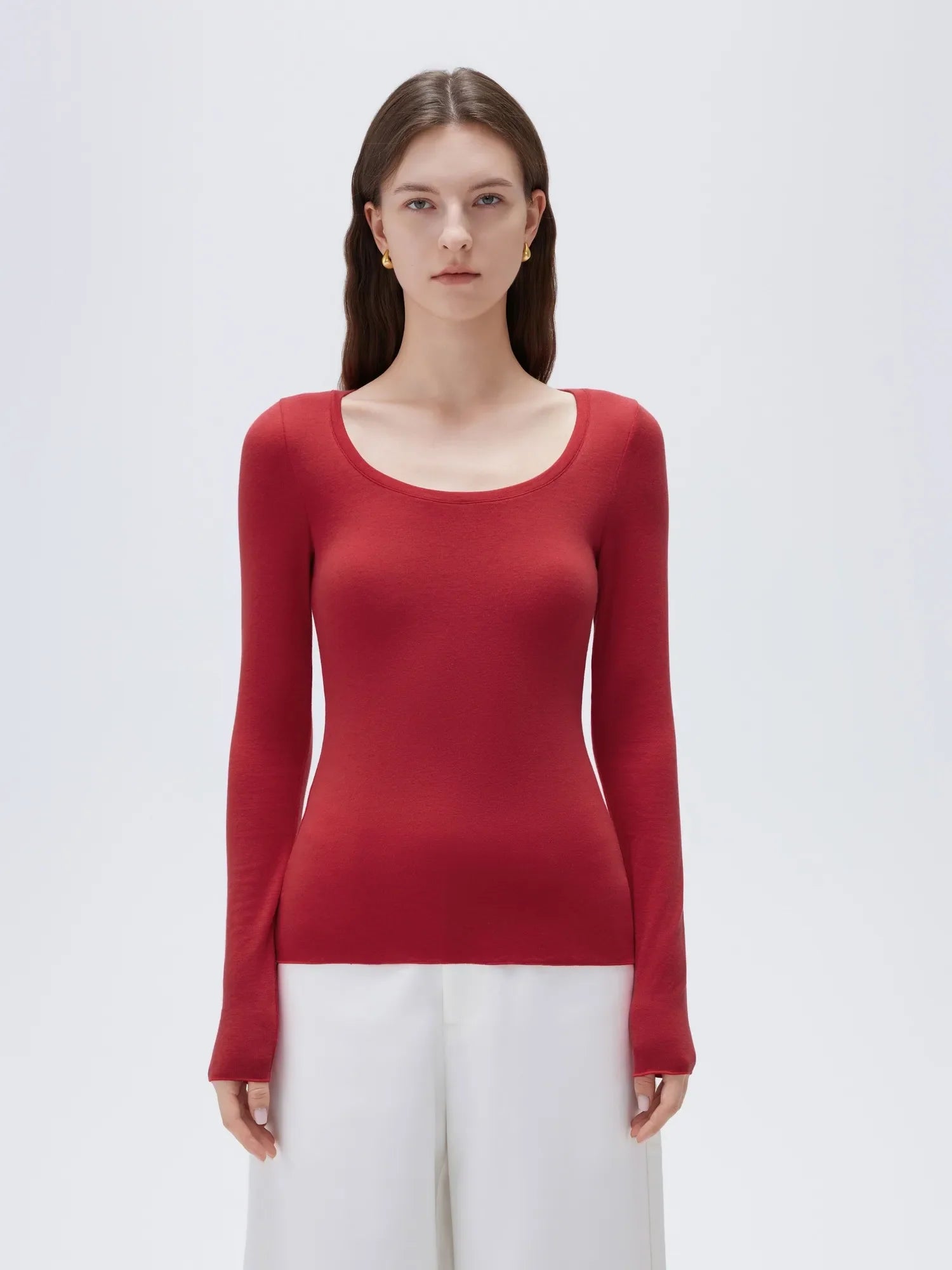 Cloud Cashmere Scoop Neck Shirt - Long Sleeve