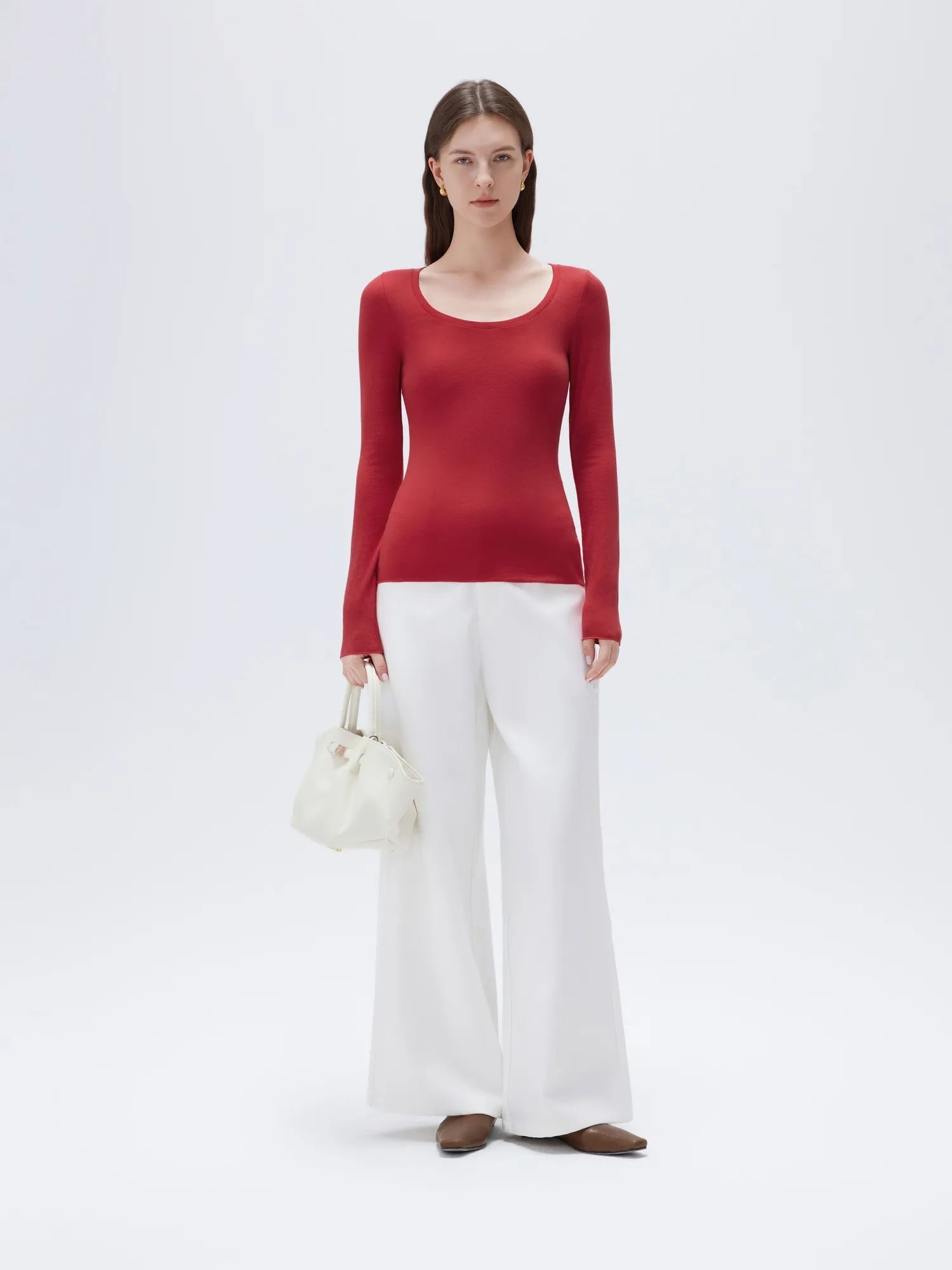 Cloud Cashmere Scoop Neck Shirt - Long Sleeve