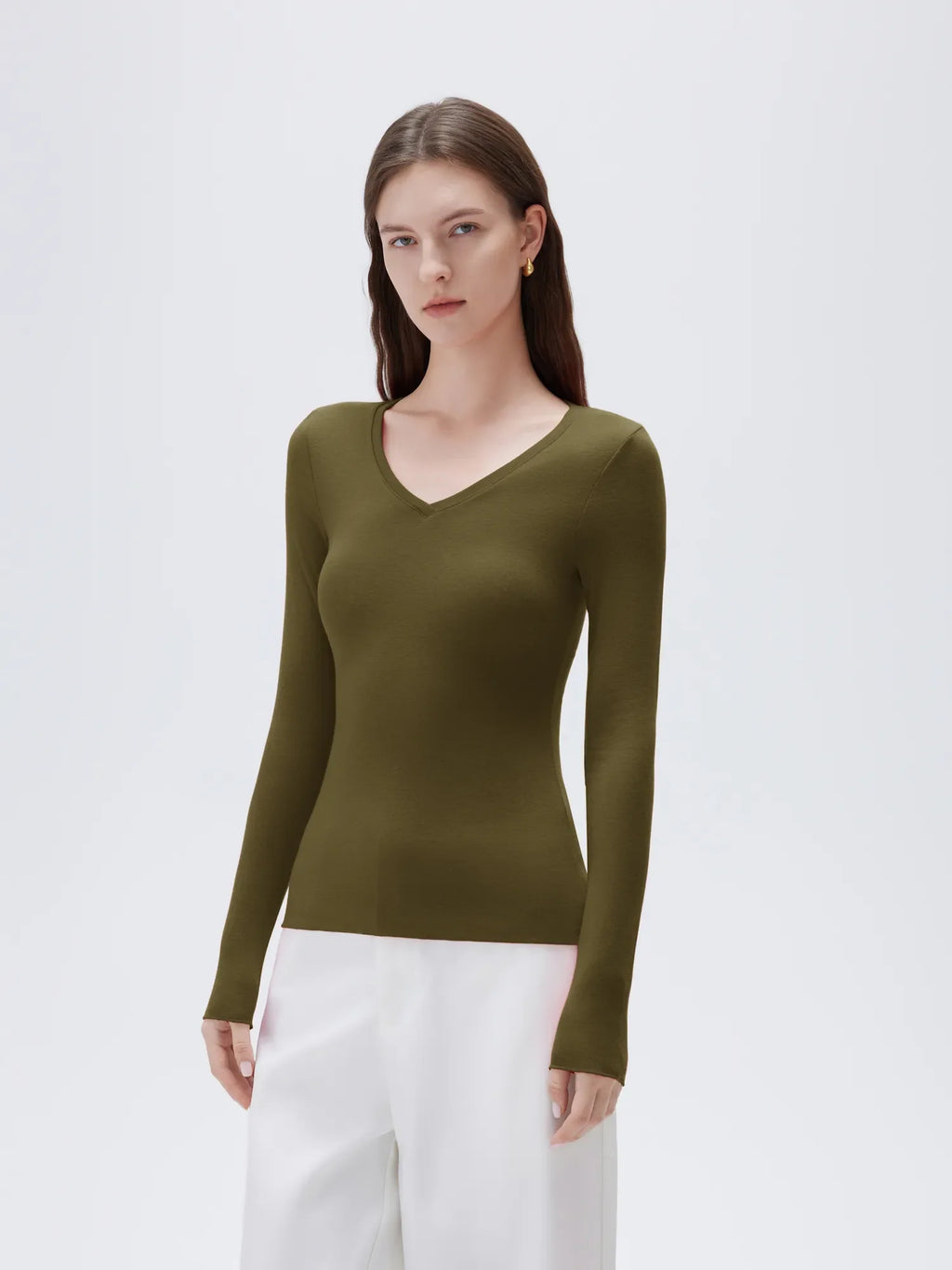 Cloud Cashmere V Neck Shirt - Long Sleeve