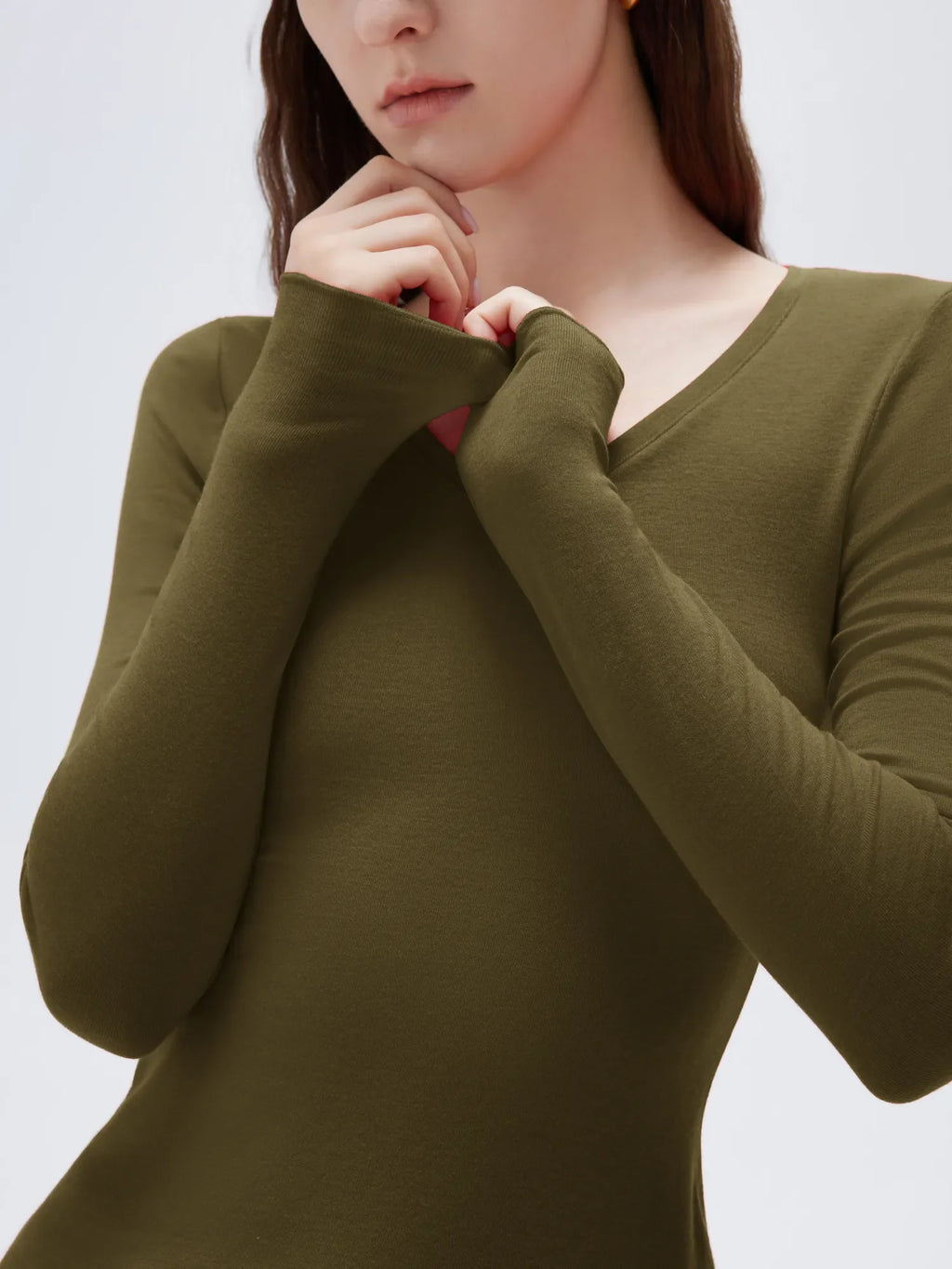Cloud Cashmere V Neck Shirt - Long Sleeve