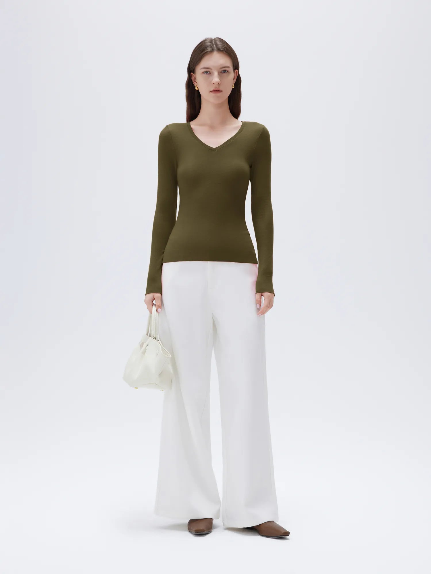 Cloud Cashmere V Neck Shirt - Long Sleeve