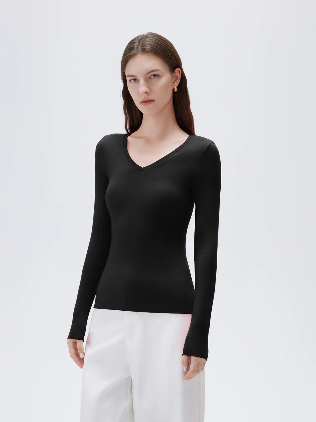Cloud Cashmere V Neck Shirt - Long Sleeve