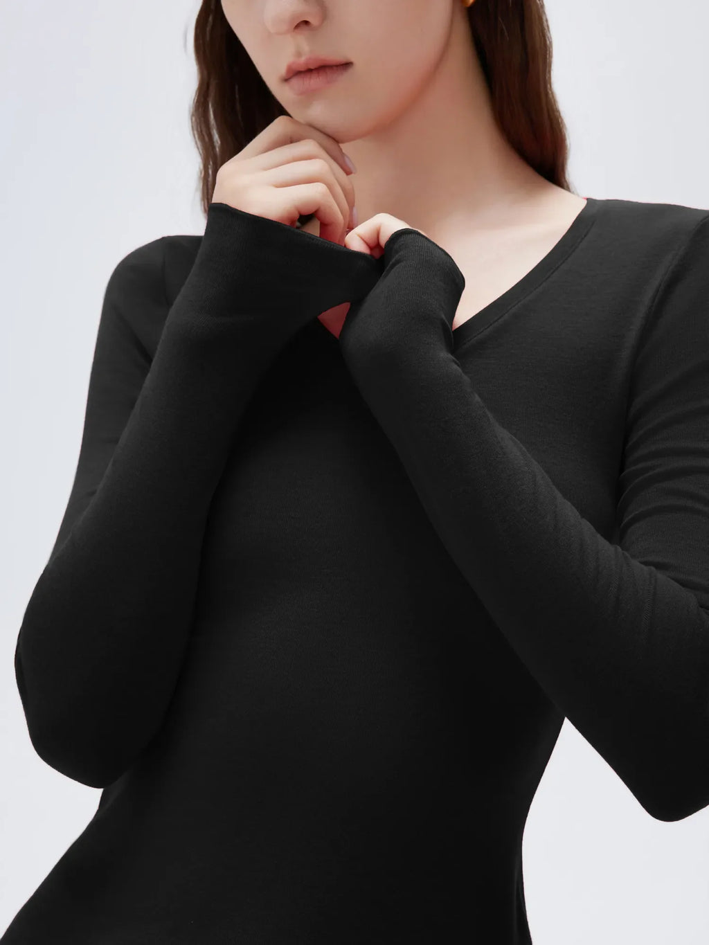 Cloud Cashmere V Neck Shirt - Long Sleeve