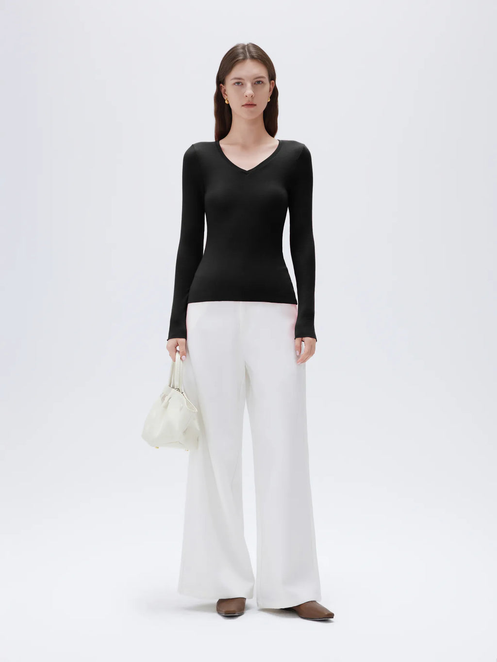 Cloud Cashmere V Neck Shirt - Long Sleeve