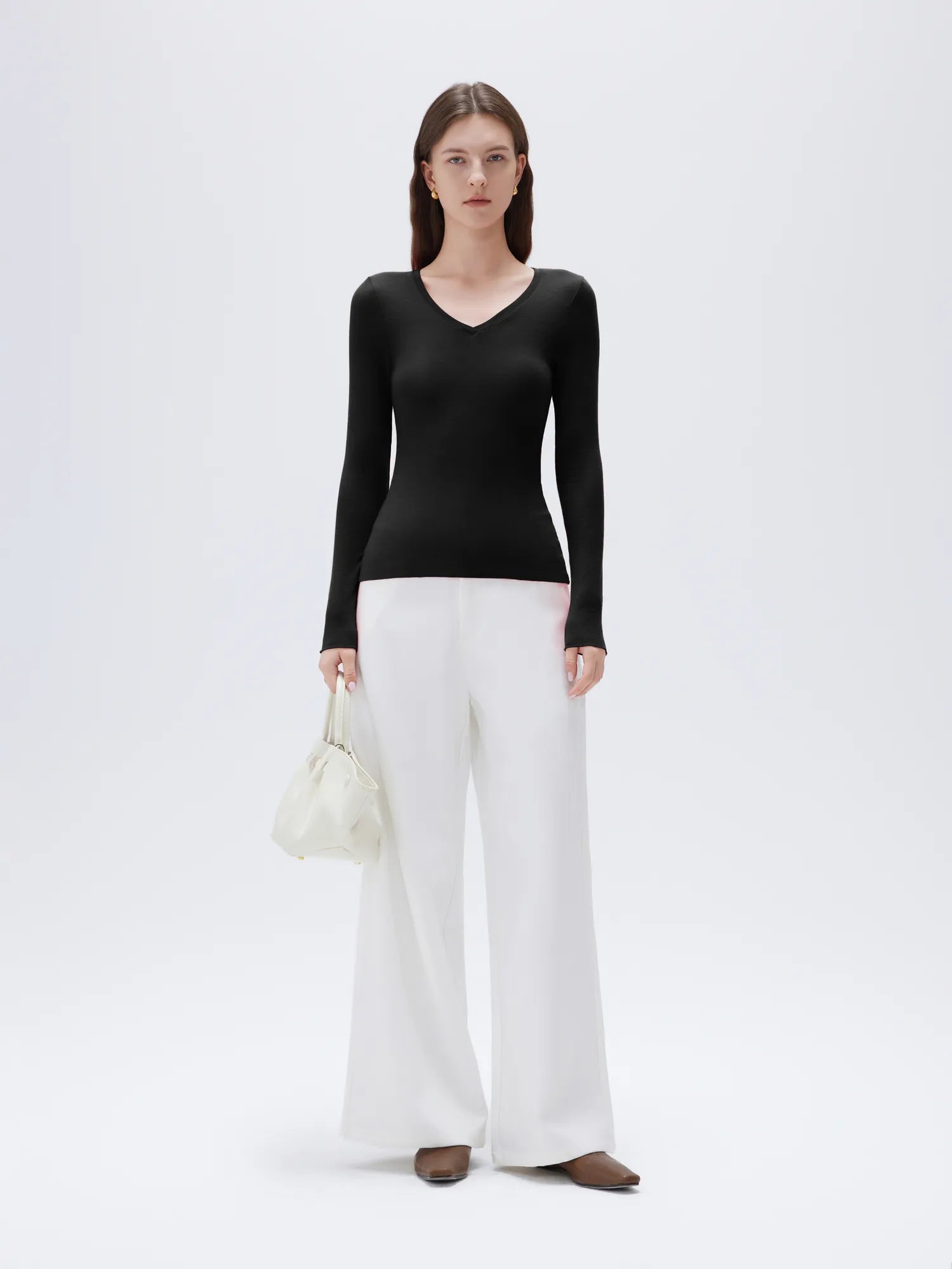 Cloud Cashmere V Neck Shirt - Long Sleeve