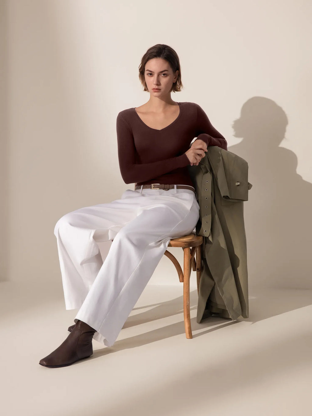Cloud Cashmere V Neck Shirt - Long Sleeve