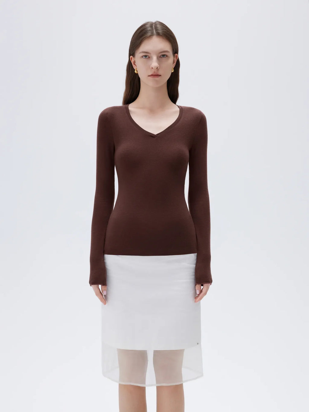 Cloud Cashmere V Neck Shirt - Long Sleeve