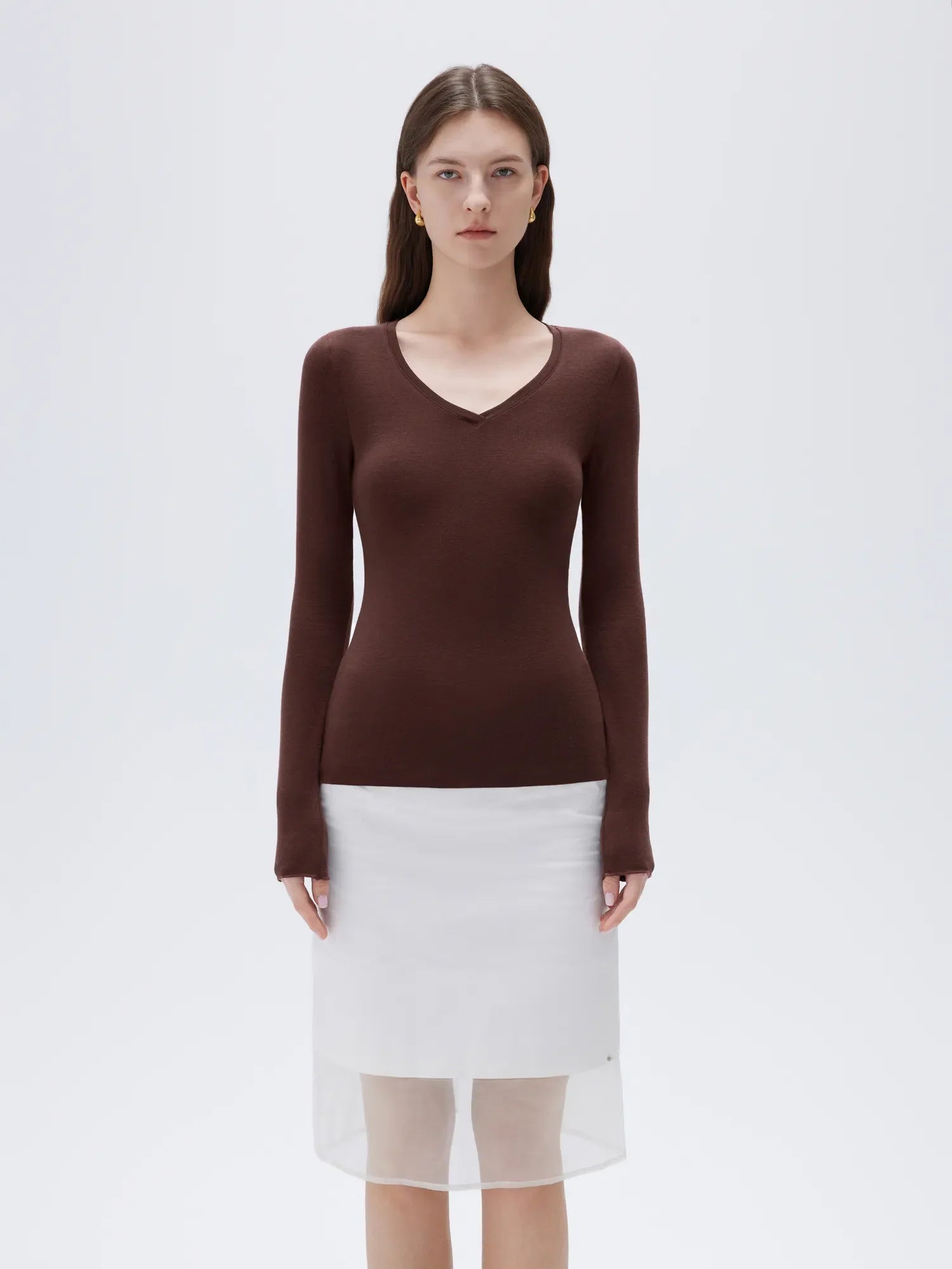 Cloud Cashmere V Neck Shirt - Long Sleeve