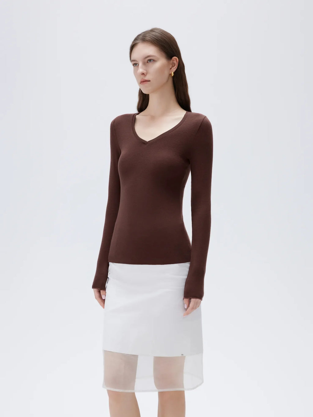 Cloud Cashmere V Neck Shirt - Long Sleeve