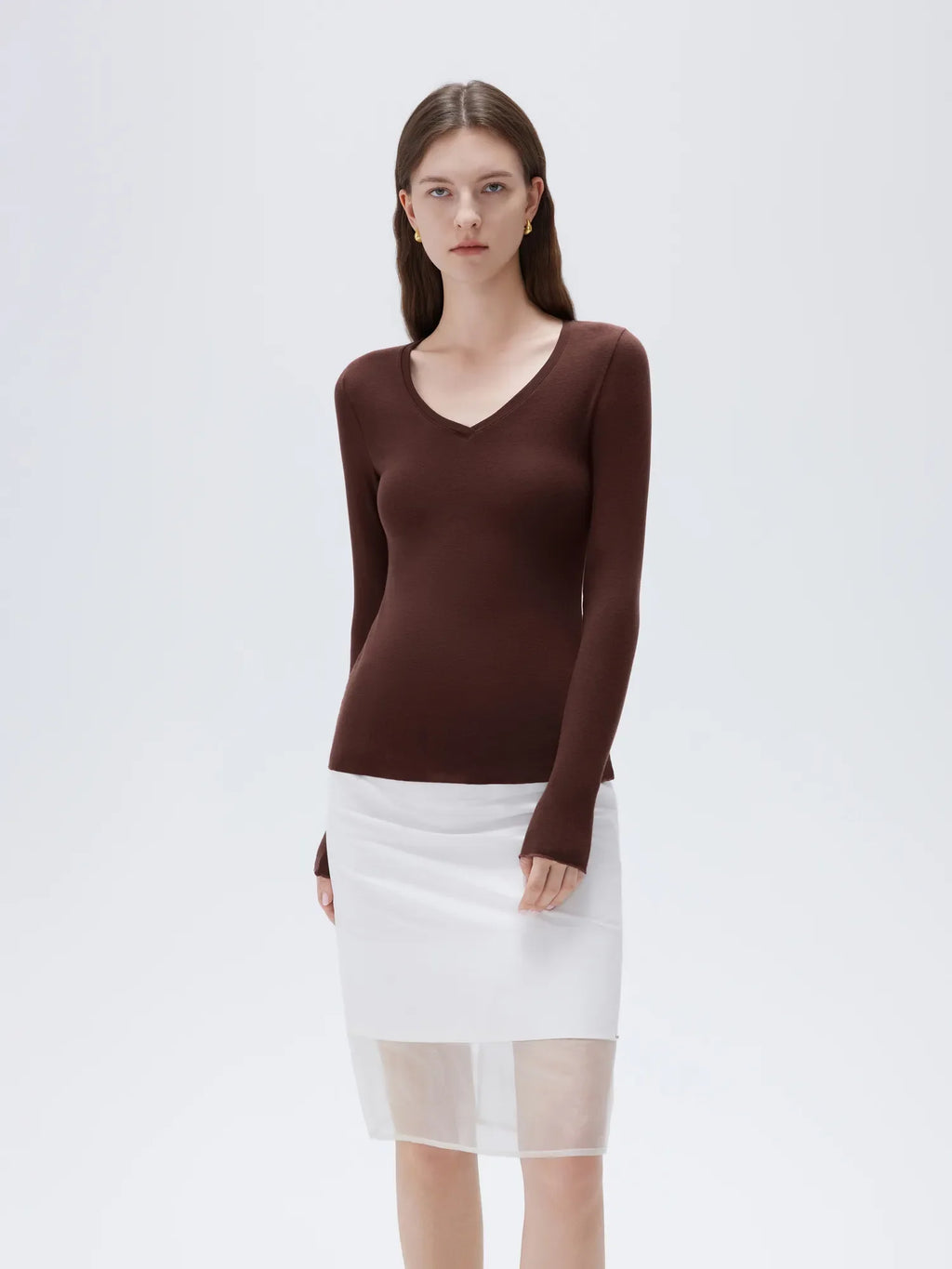Cloud Cashmere V Neck Shirt - Long Sleeve