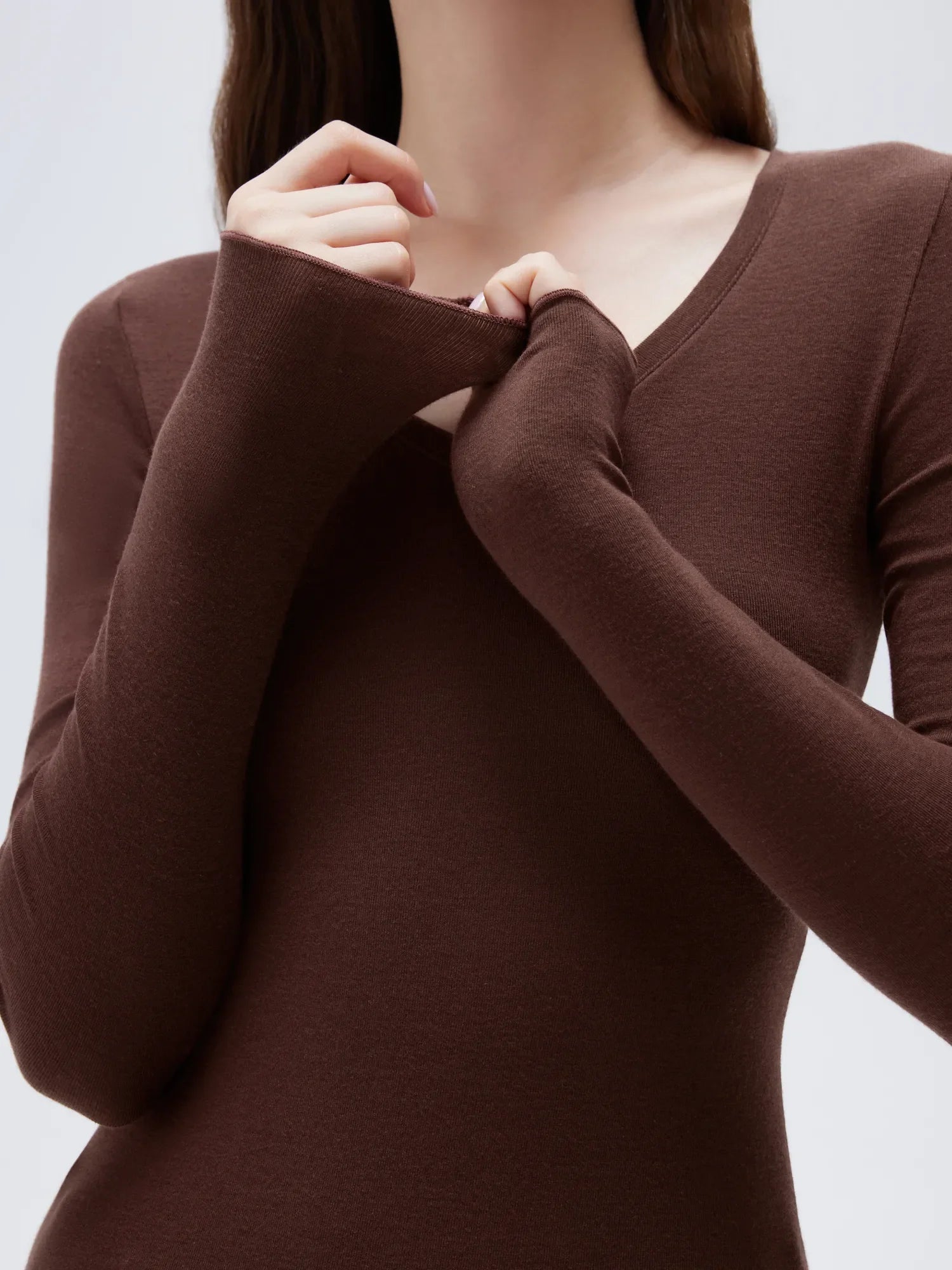 Cloud Cashmere V Neck Shirt - Long Sleeve
