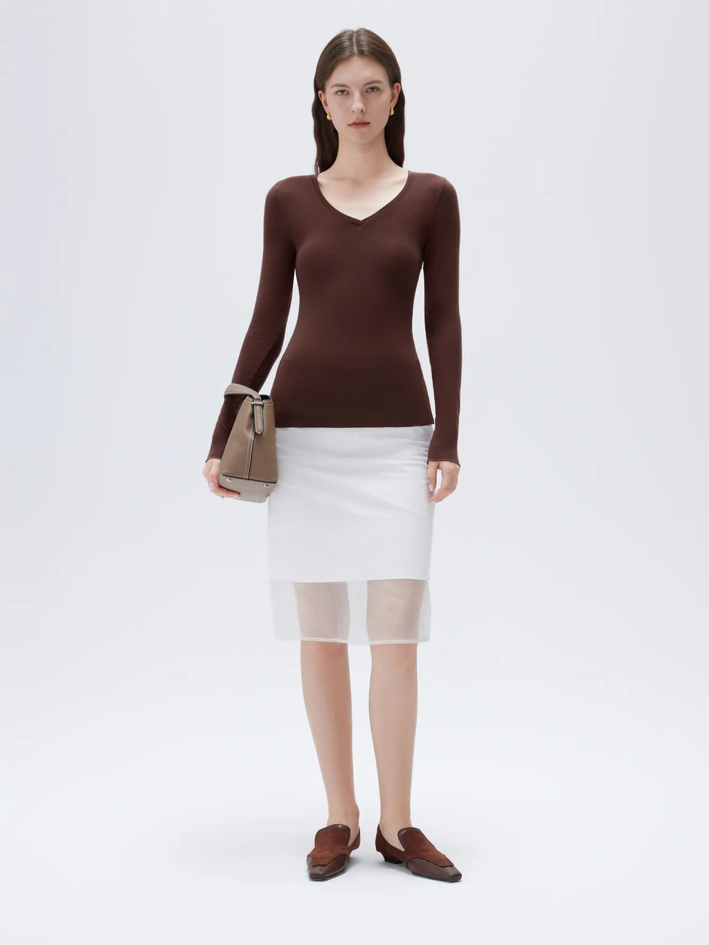 Cloud Cashmere V Neck Shirt - Long Sleeve