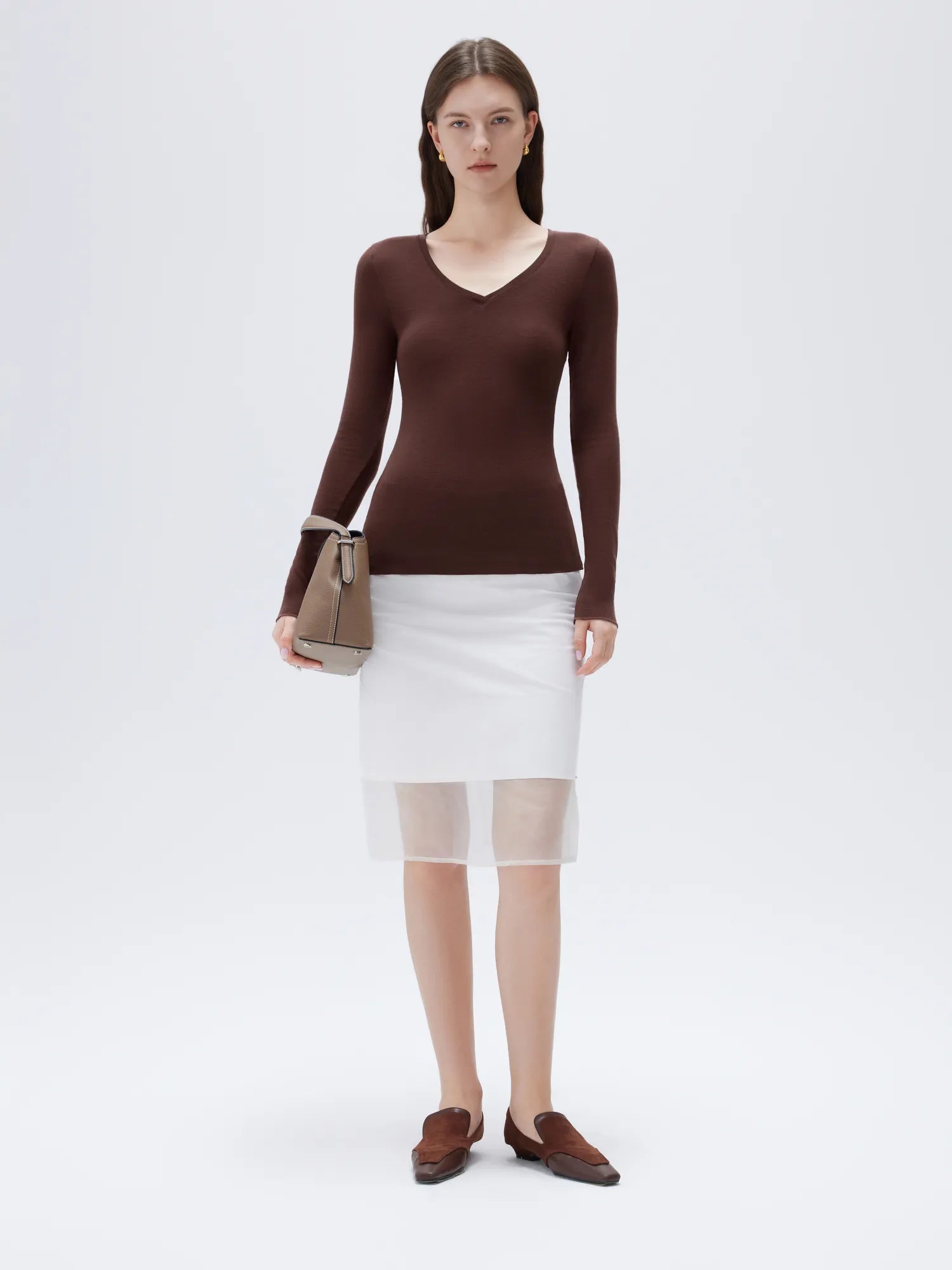 Cloud Cashmere V Neck Shirt - Long Sleeve