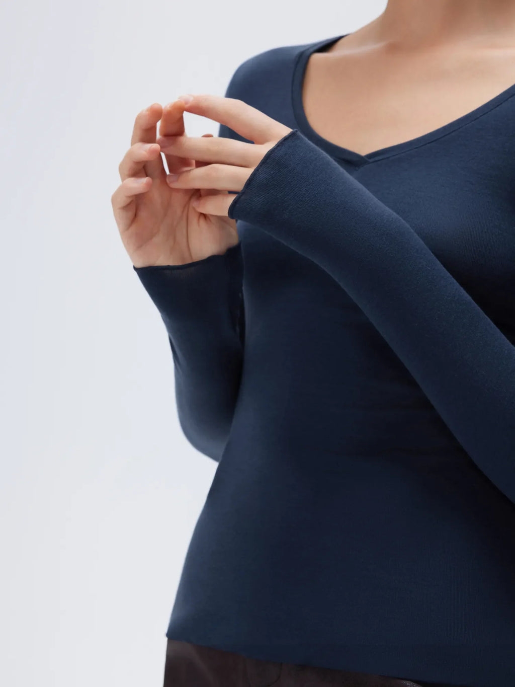 Cloud Cashmere V Neck Shirt - Long Sleeve