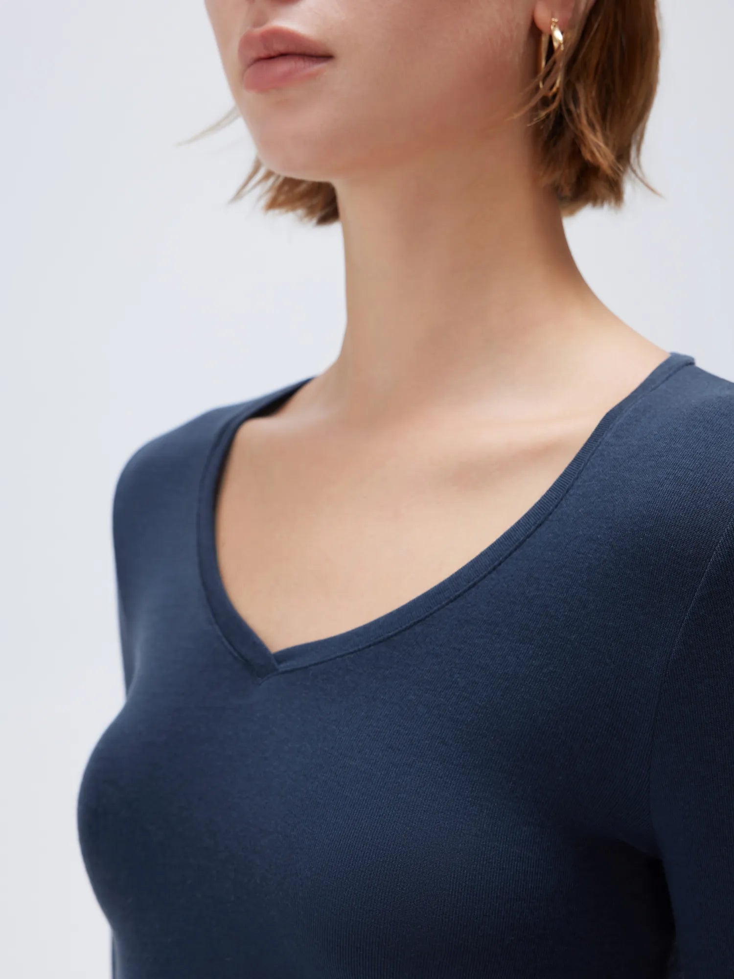 Cloud Cashmere V Neck Shirt - Long Sleeve