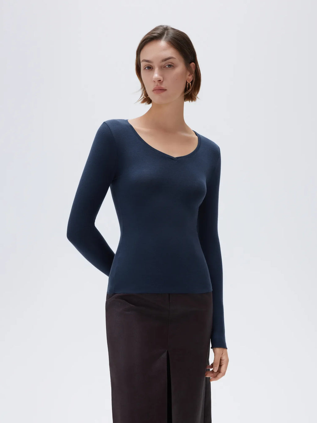 Cloud Cashmere V Neck Shirt - Long Sleeve
