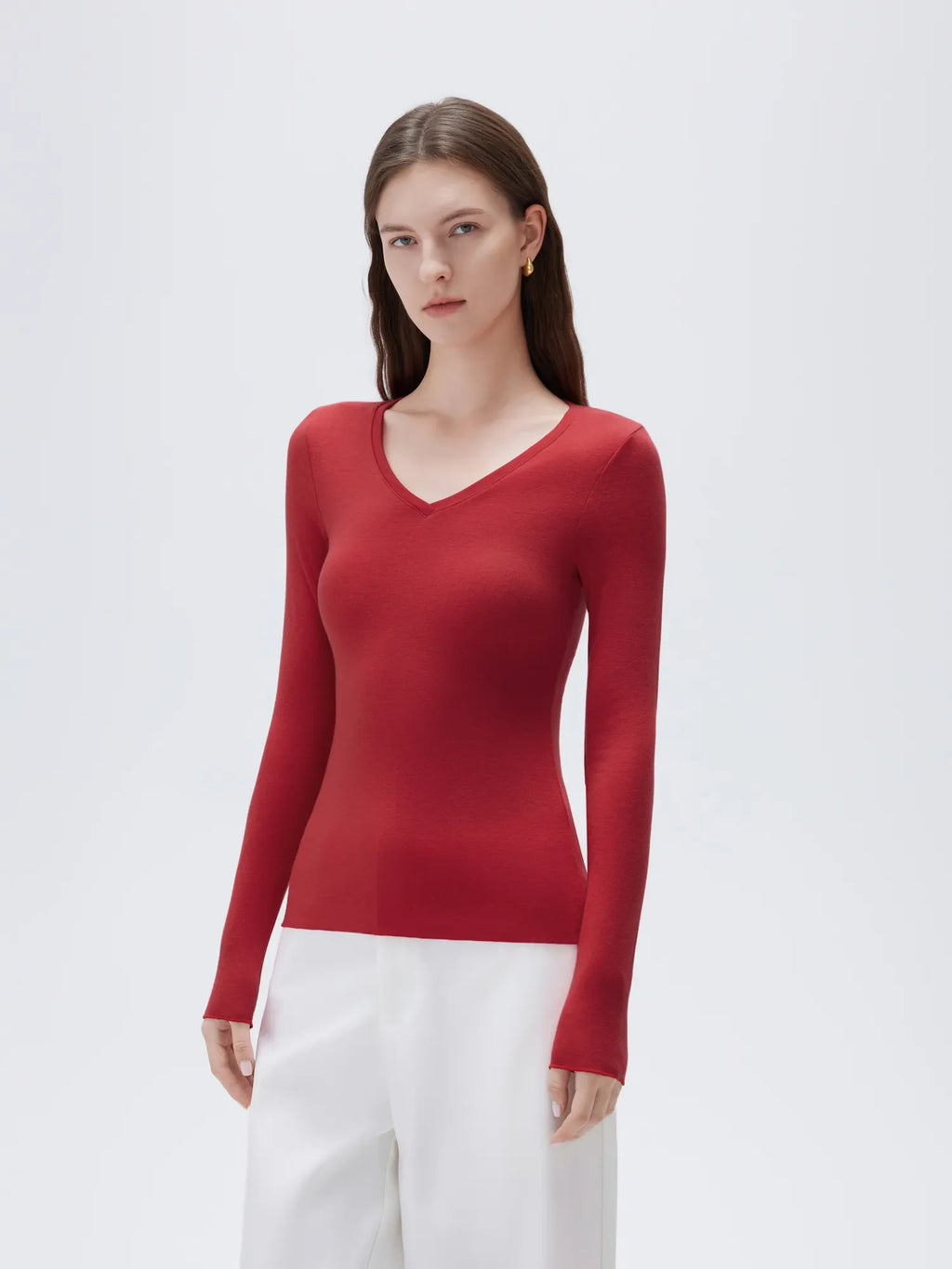 Cloud Cashmere V Neck Shirt - Long Sleeve