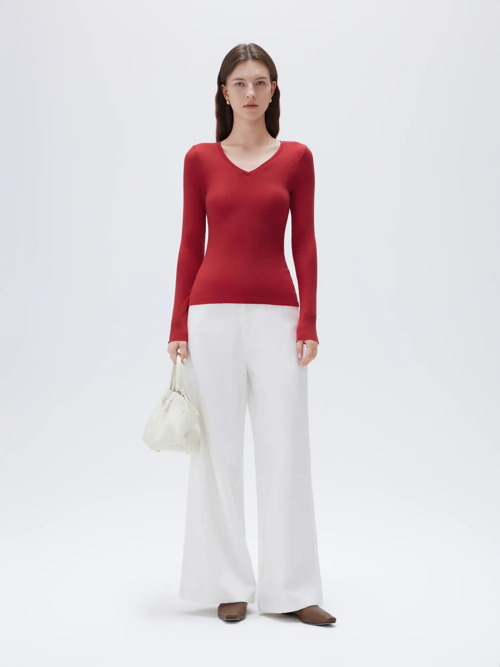 Cloud Cashmere V Neck Shirt - Long Sleeve