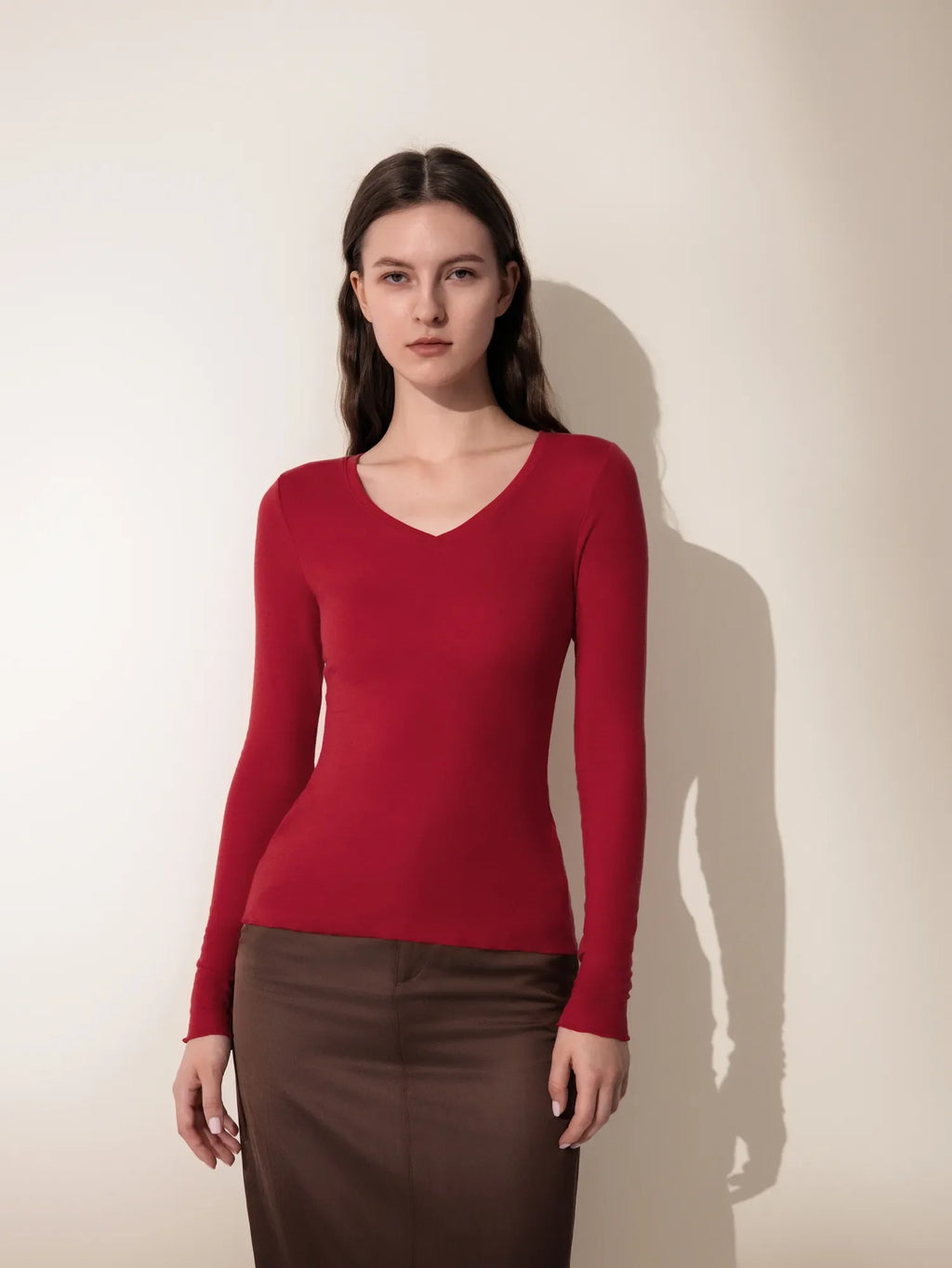 Cloud Cashmere V Neck Shirt - Long Sleeve