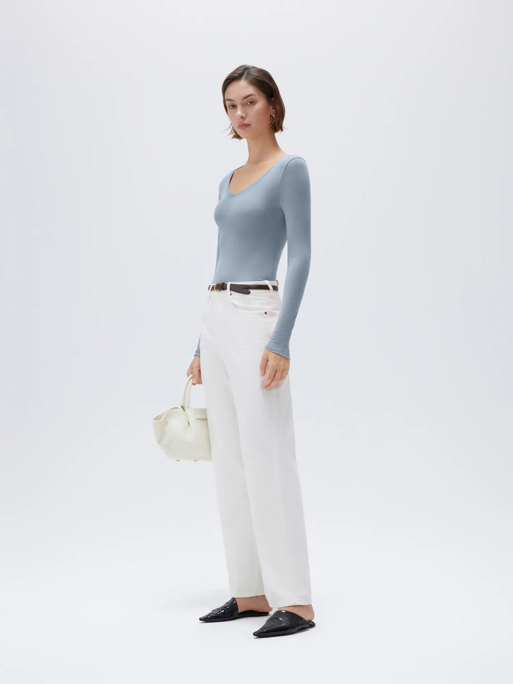 Cloud Cashmere V Neck Shirt - Long Sleeve