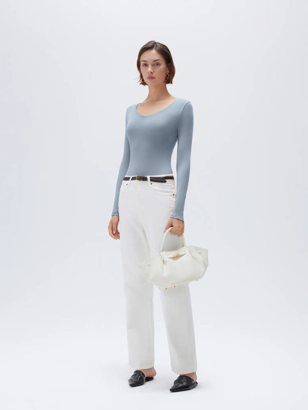 Cloud Cashmere V Neck Shirt - Long Sleeve