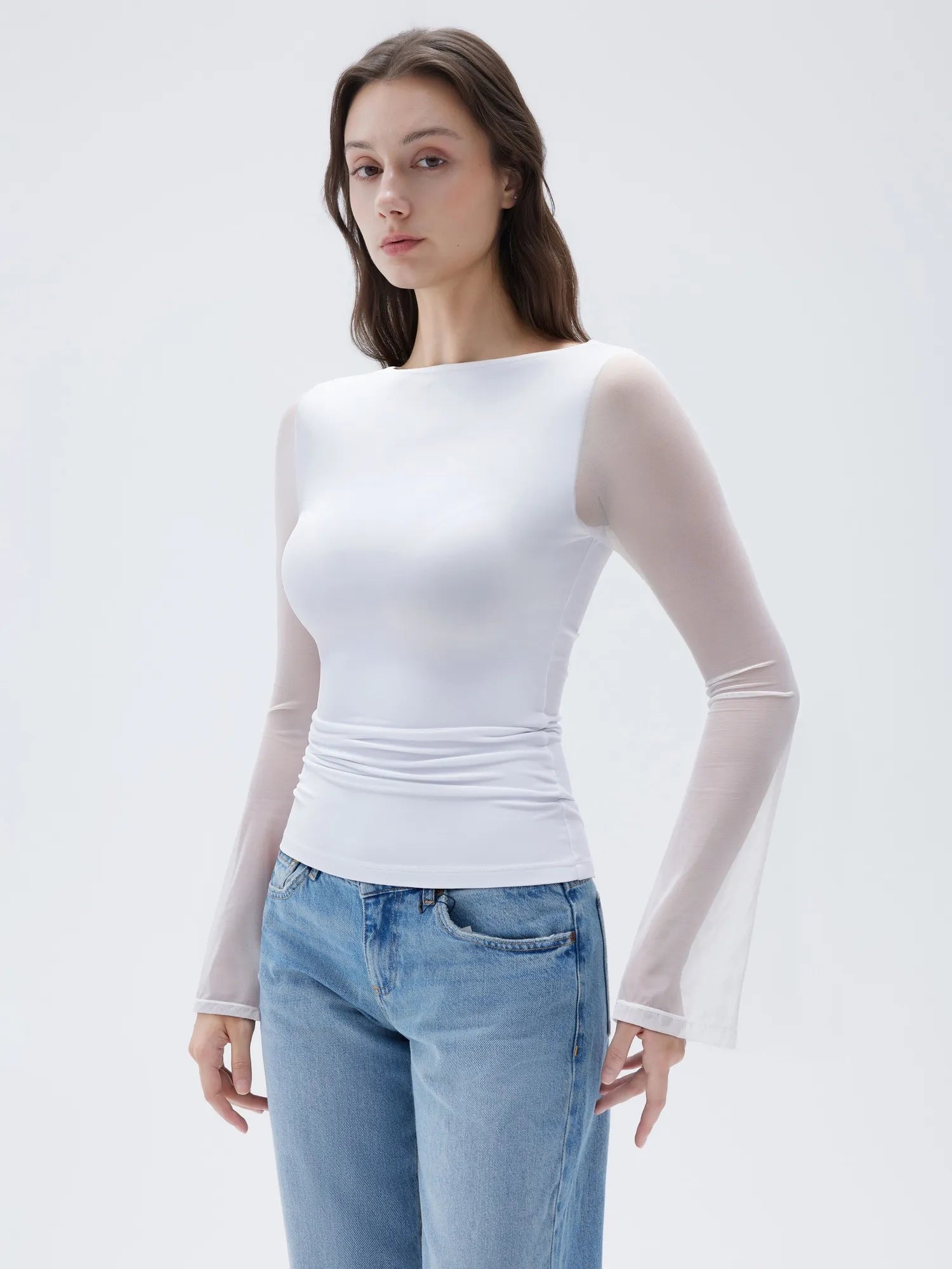 Mesh Boat Neck Shirt - Bell Long Sleeve