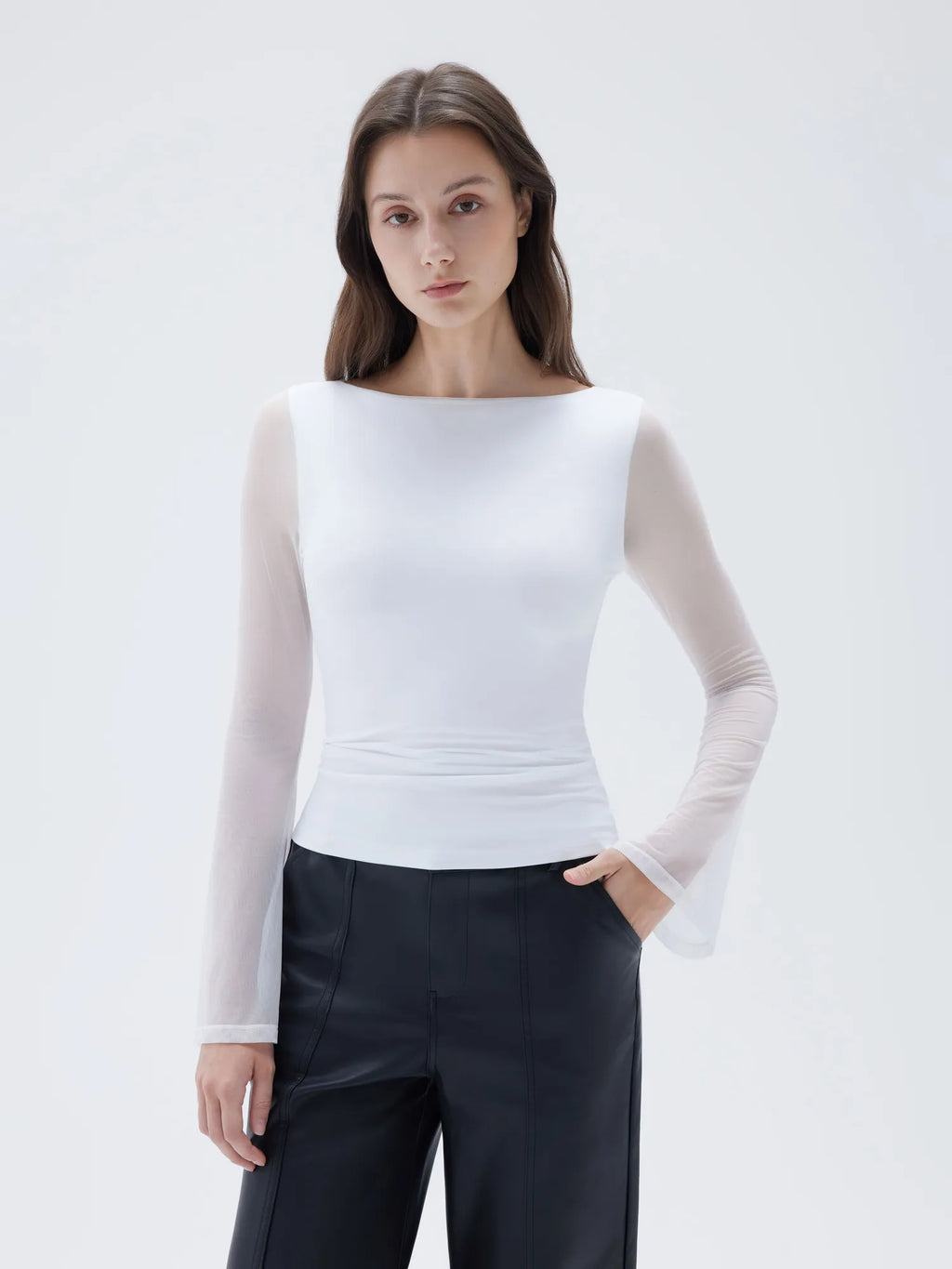 Mesh Boat Neck Shirt - Bell Long Sleeve