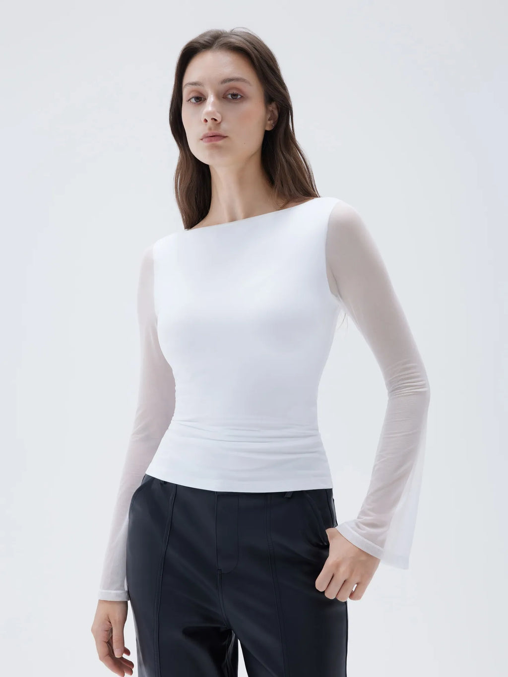Mesh Boat Neck Shirt - Bell Long Sleeve