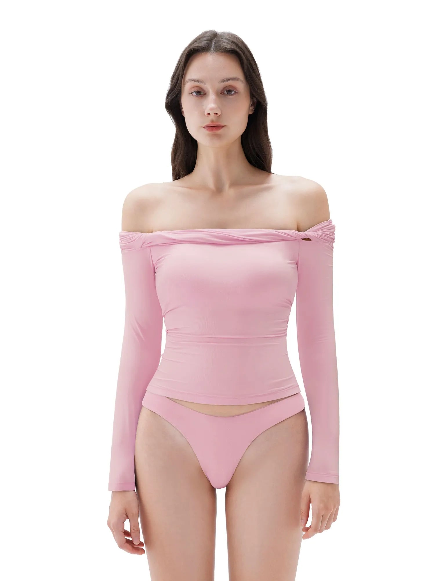 Buttery Soft Padded Off Shoulder Shirt - Long Sleeve